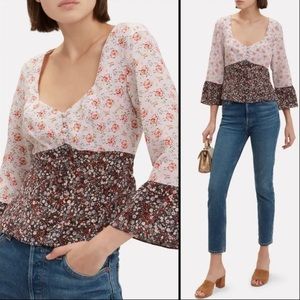 Intermix The Doryll Bell Sleeve Silk Blouse, size 2